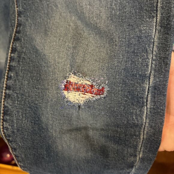 Levi's Jeans Womens 29 Blue Wedgie Skinny Button Fly High Rise Sashiko Mends - Picture 3 of 6